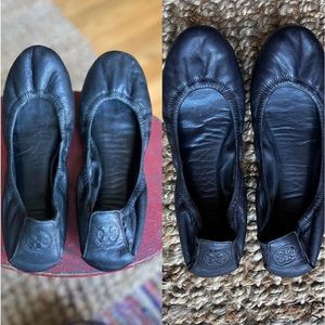 $29 for 2 pairs Tory Burch Navy & Black Ballet Shoes size 7.5